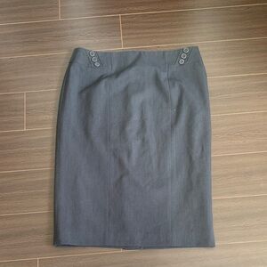 Cleo Charcoal Pencil Skirt with Button Accents